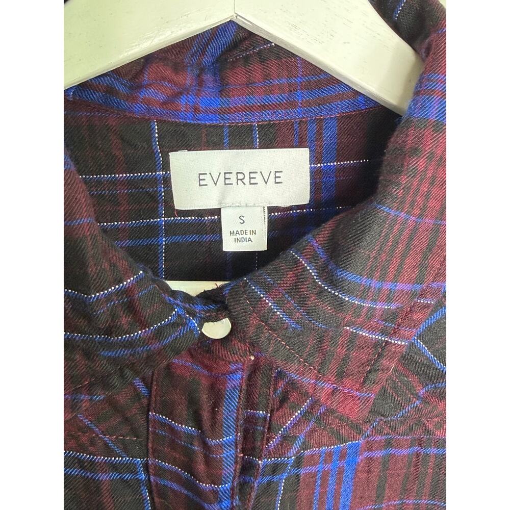 Evereve Plaid Long Sleeve Button-Down Flannel Shirt Multi Women's Size Small - Picture 6 of 10